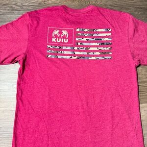 Kuiu T Shirt Mens L Red Ram USA Flag Graphic Hunting Outdoors Gorp Fishing Hikin
